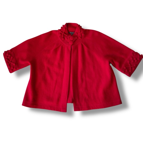 For Cynthia Boiled Wool Sweater Jacket Red Size PL - Picture 2 of 10